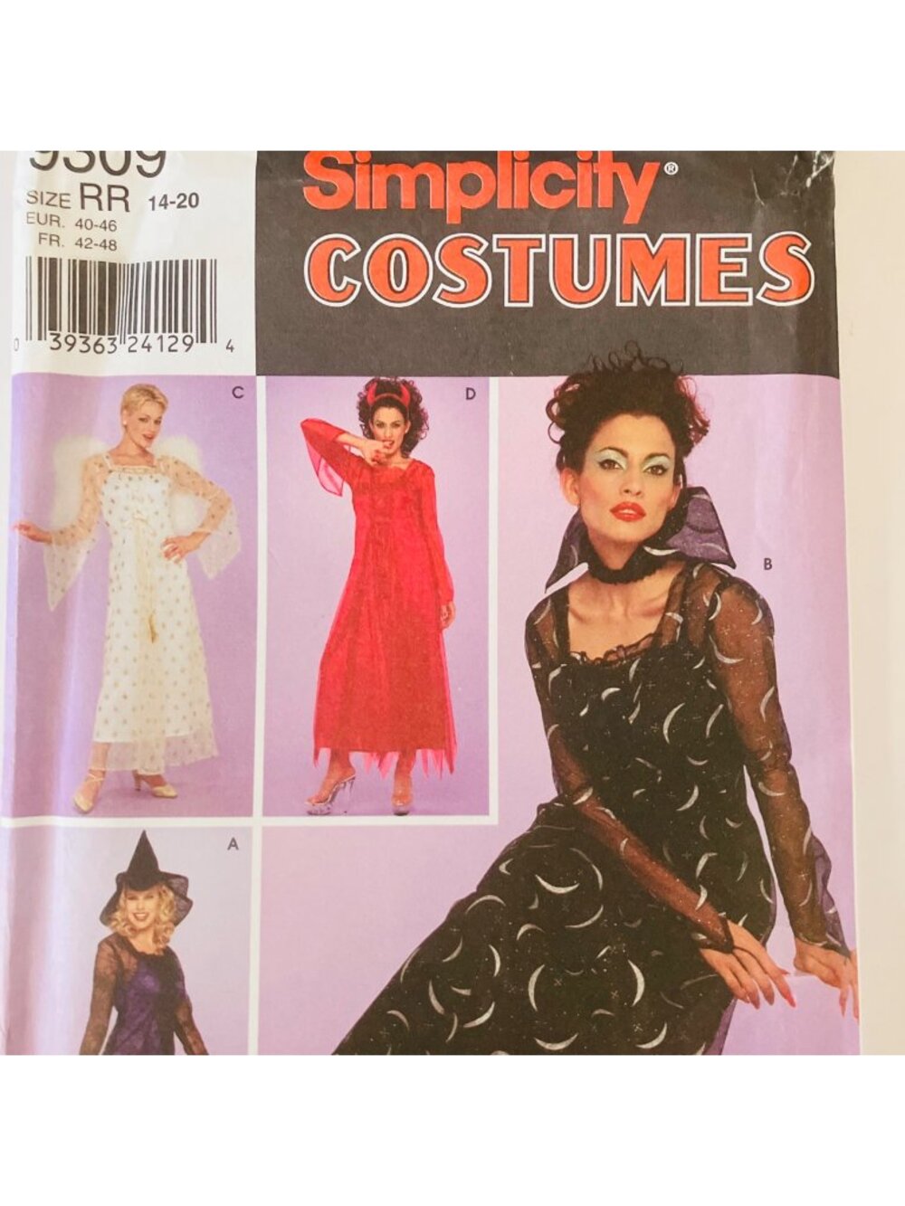 Simplicity 9309 Angel Witch Vampire Devil Misses Costume Pattern Sz 14-20 Uncut